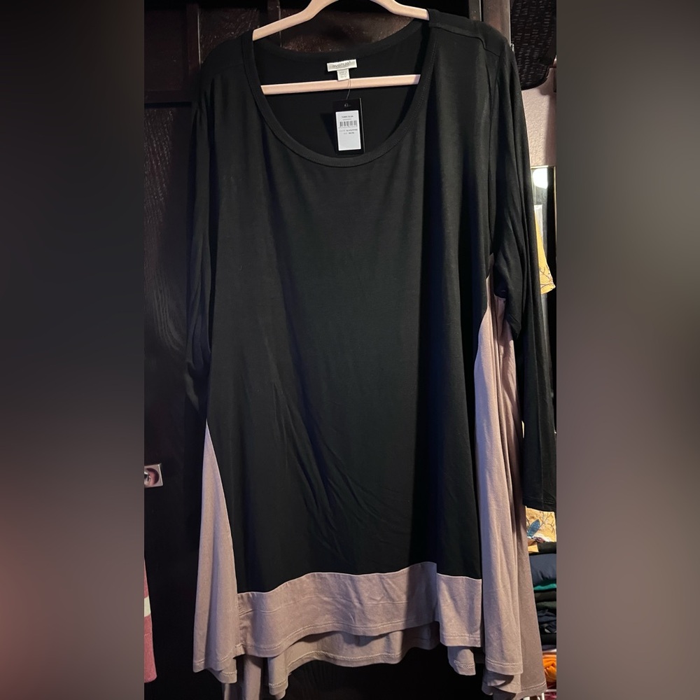 Black and Beige Long Sleeve Dress